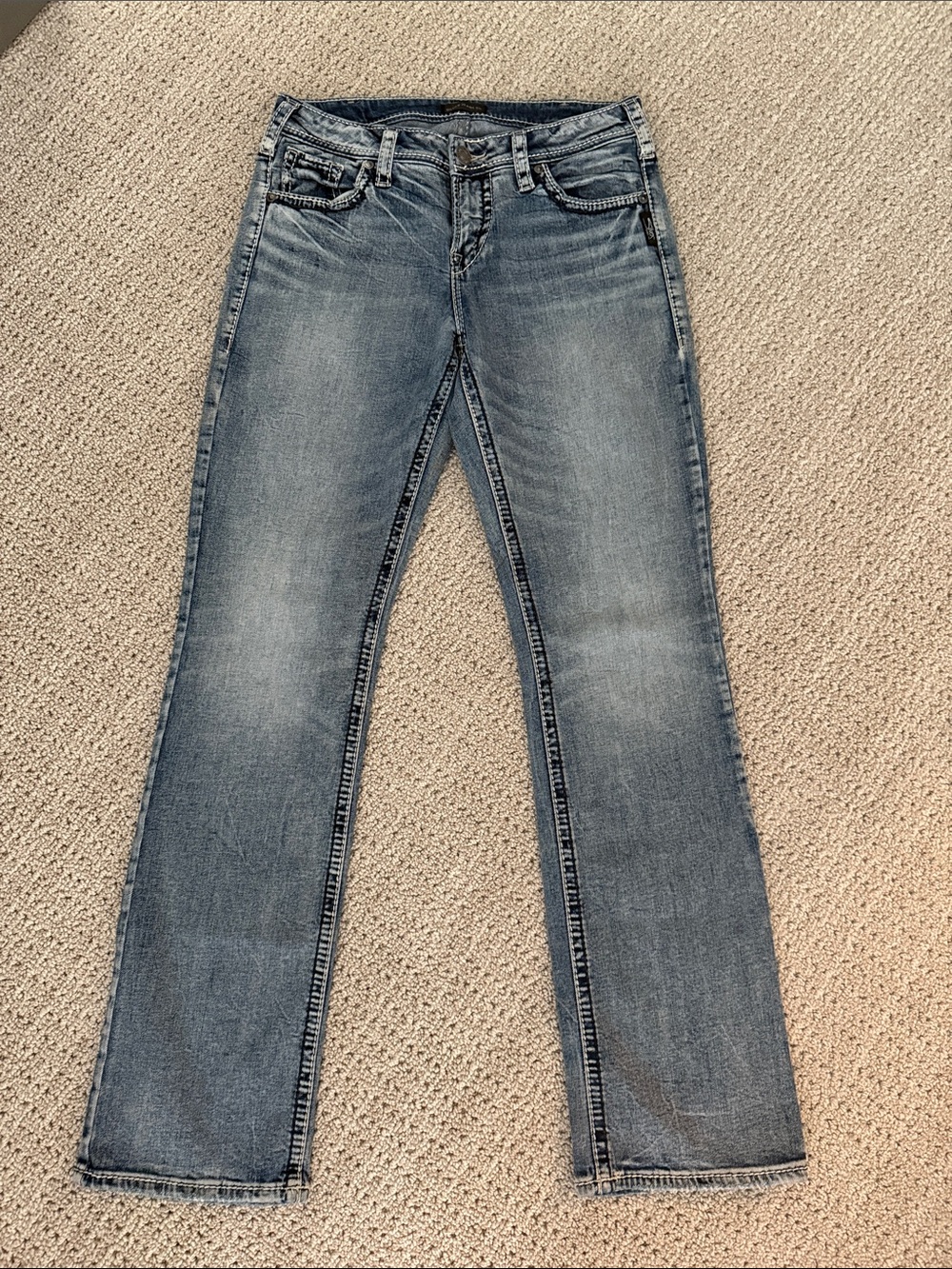 Silver Jeans Women's Suki Baby Boot Jeans in Light Blue Wash 31/33